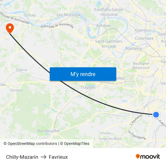 Chilly-Mazarin to Favrieux map
