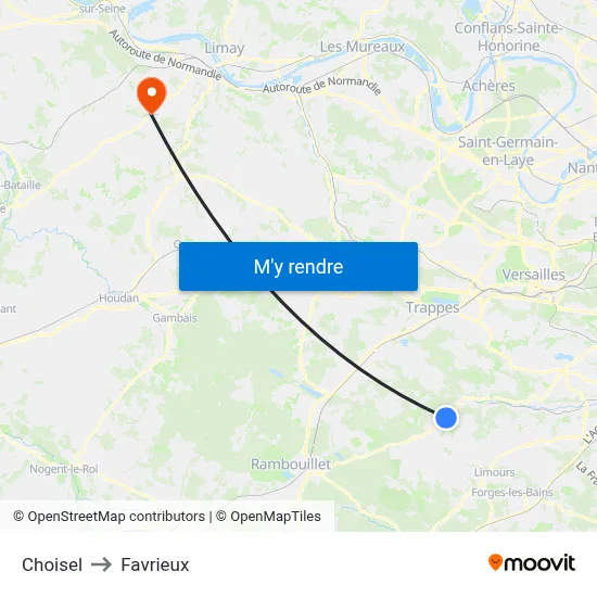 Choisel to Favrieux map