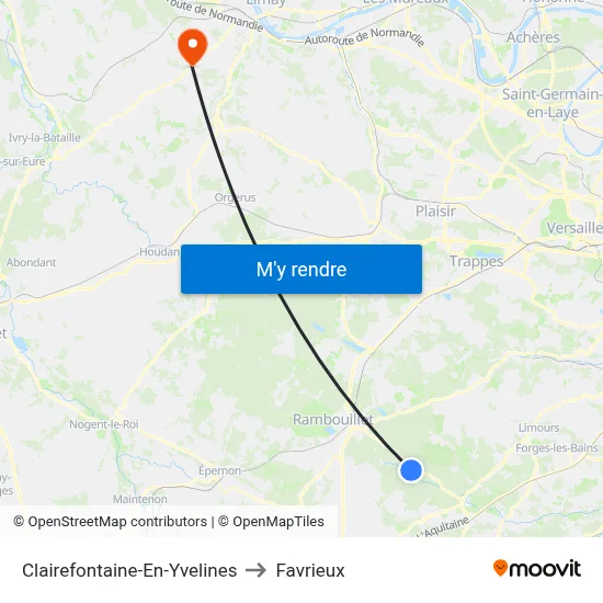 Clairefontaine-En-Yvelines to Favrieux map
