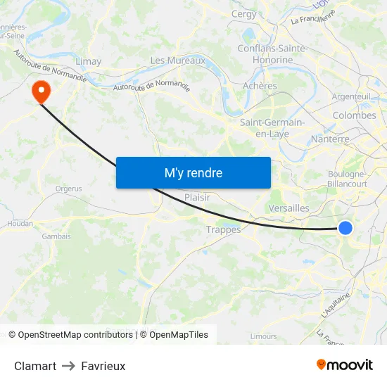 Clamart to Favrieux map