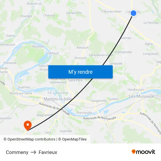 Commeny to Favrieux map