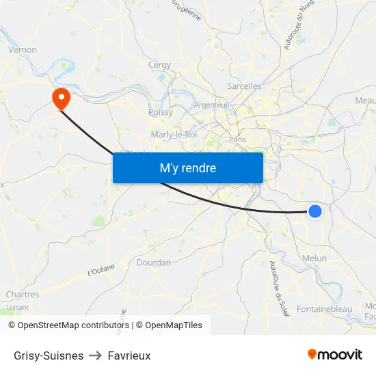 Grisy-Suisnes to Favrieux map
