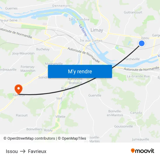 Issou to Favrieux map