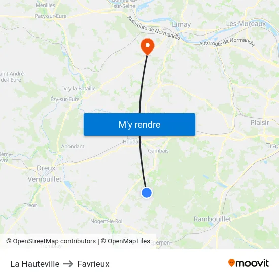 La Hauteville to Favrieux map