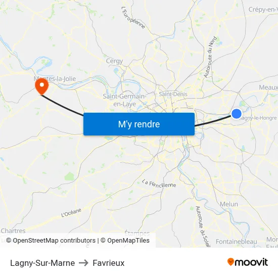 Lagny-Sur-Marne to Favrieux map