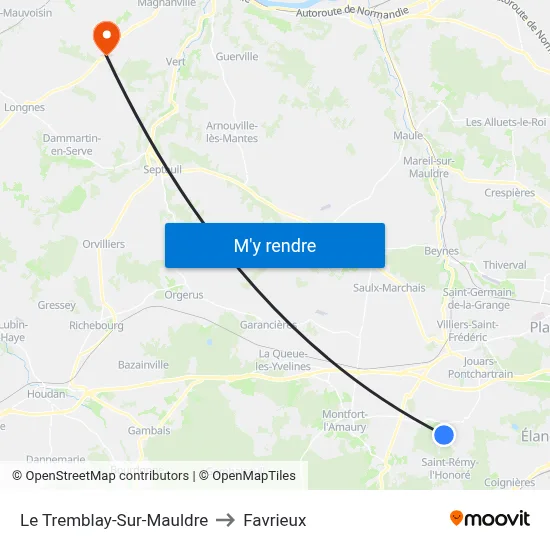 Le Tremblay-Sur-Mauldre to Favrieux map