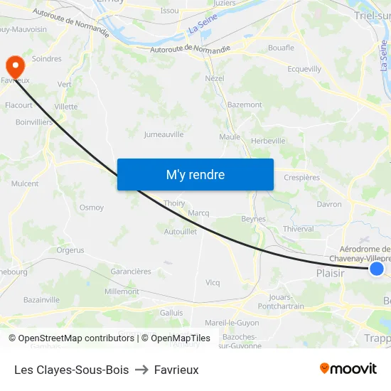 Les Clayes-Sous-Bois to Favrieux map