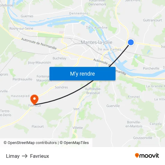 Limay to Favrieux map