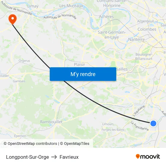 Longpont-Sur-Orge to Favrieux map