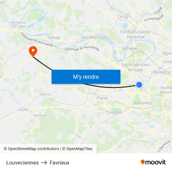 Louveciennes to Favrieux map