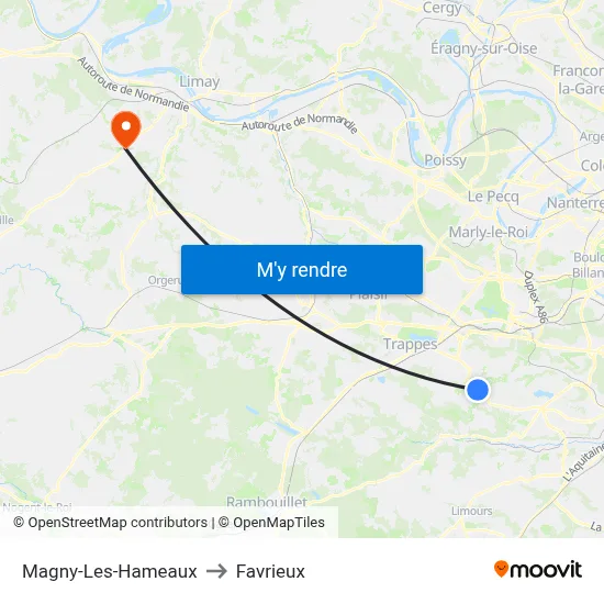 Magny-Les-Hameaux to Favrieux map