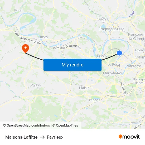 Maisons-Laffitte to Favrieux map