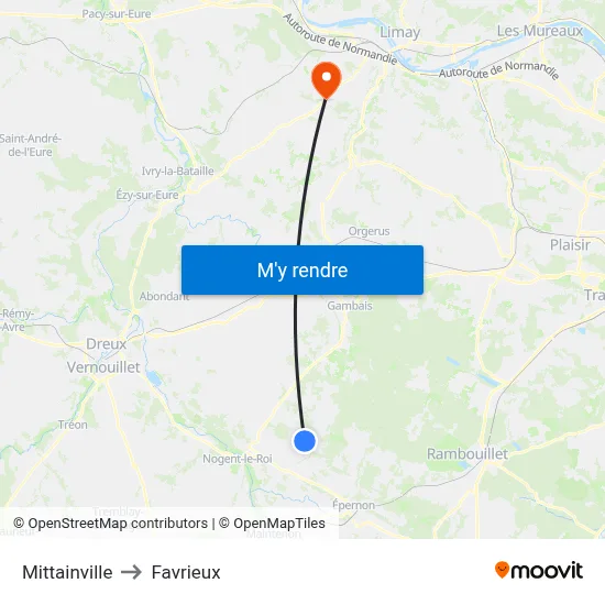 Mittainville to Favrieux map