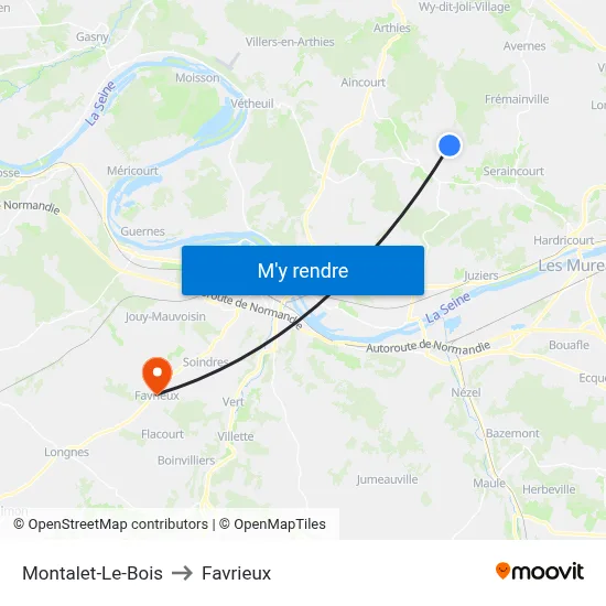 Montalet-Le-Bois to Favrieux map