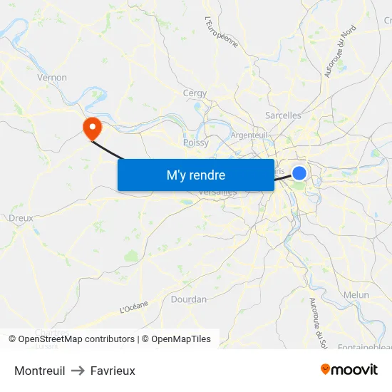 Montreuil to Favrieux map