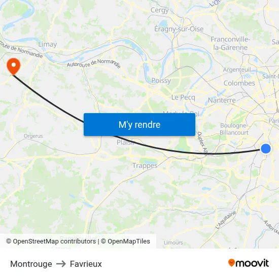 Montrouge to Favrieux map