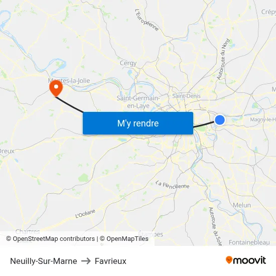 Neuilly-Sur-Marne to Favrieux map