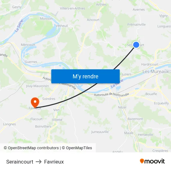 Seraincourt to Favrieux map