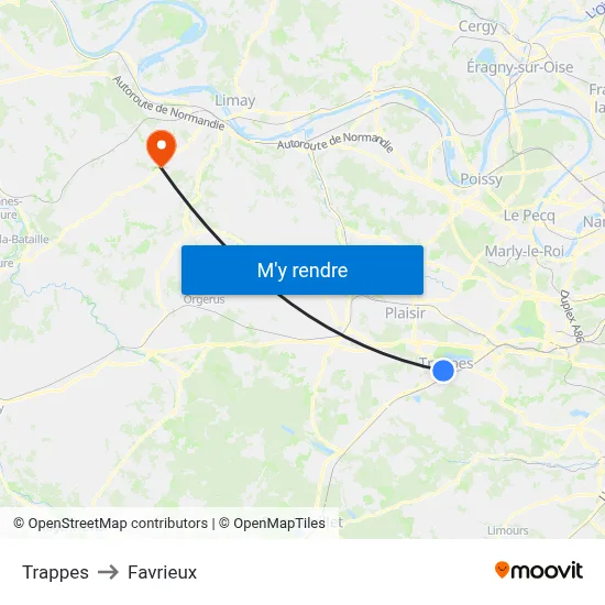 Trappes to Favrieux map
