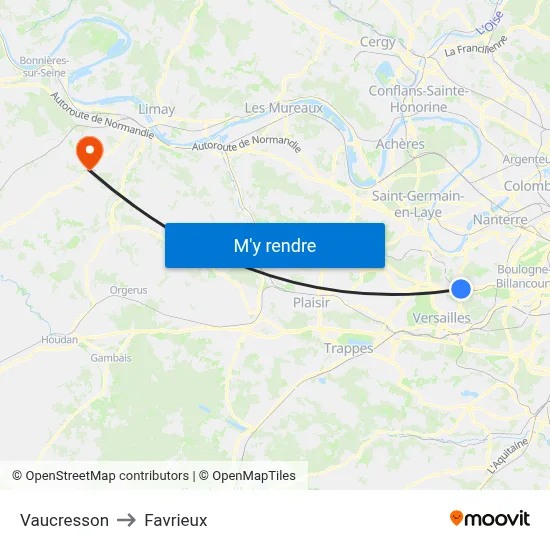 Vaucresson to Favrieux map