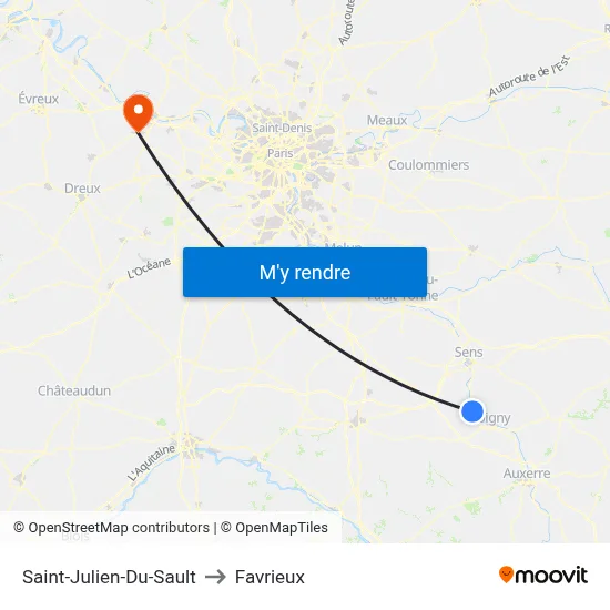 Saint-Julien-Du-Sault to Favrieux map