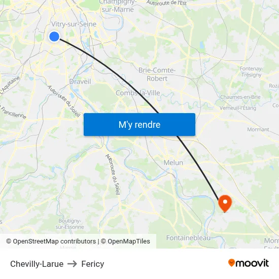 Chevilly-Larue to Fericy map