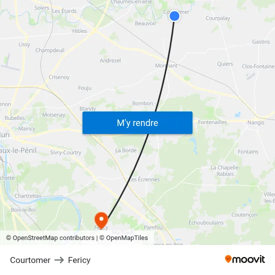 Courtomer to Fericy map