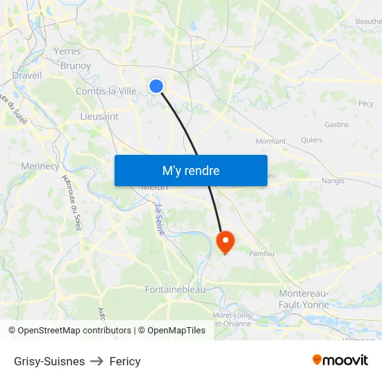 Grisy-Suisnes to Fericy map