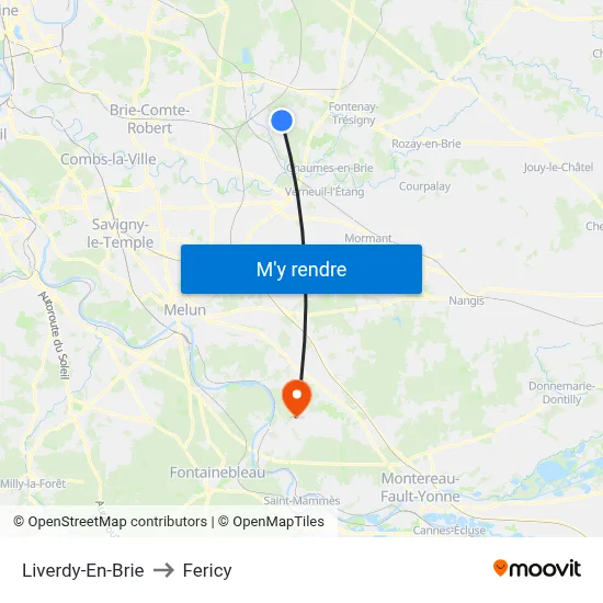Liverdy-En-Brie to Fericy map