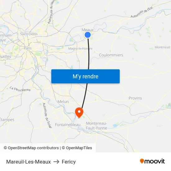 Mareuil-Les-Meaux to Fericy map