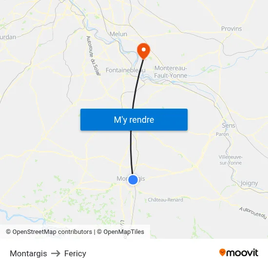 Montargis to Fericy map