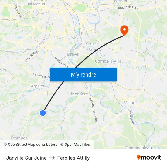 Janville-Sur-Juine to Ferolles-Attilly map