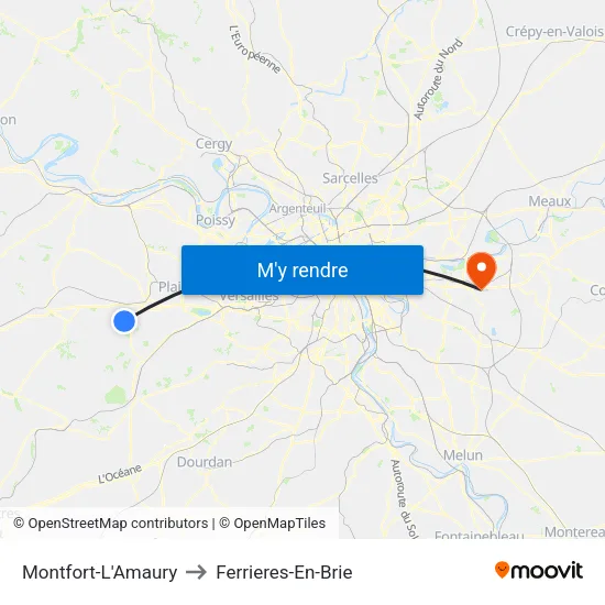 Montfort-L'Amaury to Ferrieres-En-Brie map