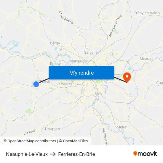 Neauphle-Le-Vieux to Ferrieres-En-Brie map
