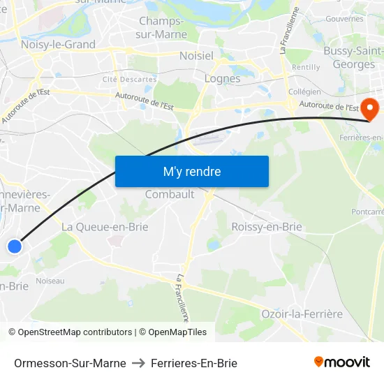 Ormesson-Sur-Marne to Ferrieres-En-Brie map