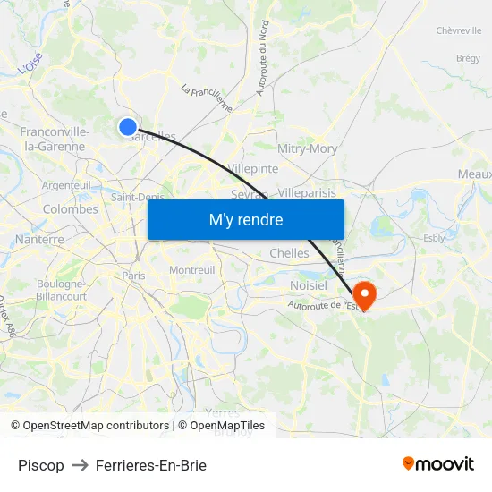 Piscop to Ferrieres-En-Brie map