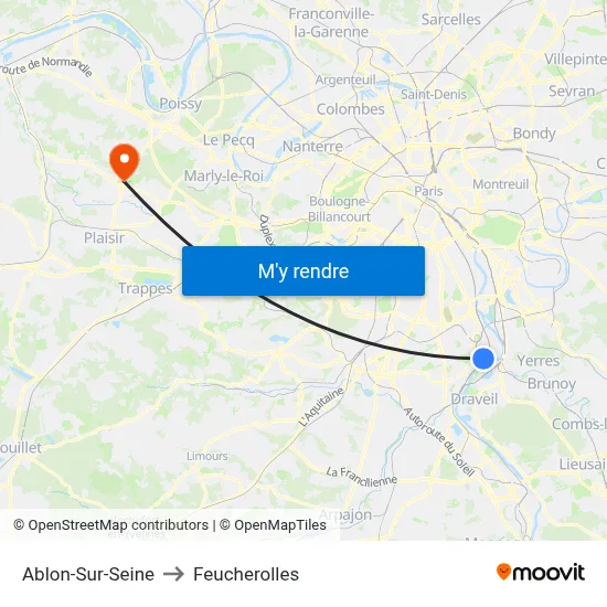 Ablon-Sur-Seine to Feucherolles map