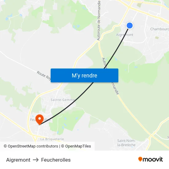 Aigremont to Feucherolles map