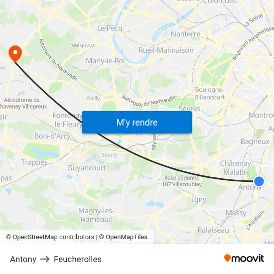 Antony to Feucherolles map