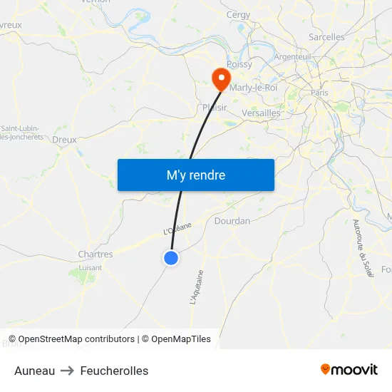 Auneau to Feucherolles map