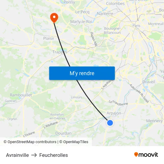 Avrainville to Feucherolles map