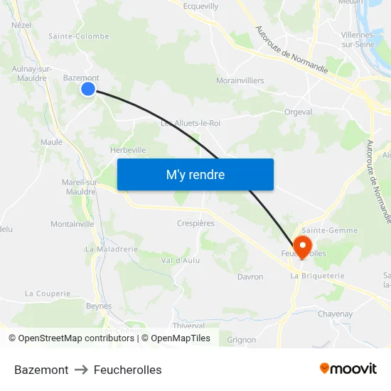 Bazemont to Feucherolles map