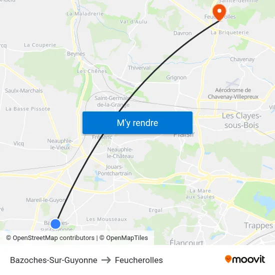 Bazoches-Sur-Guyonne to Feucherolles map