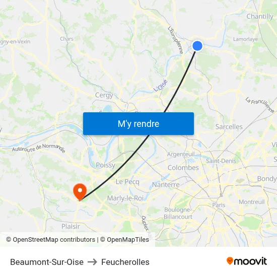 Beaumont-Sur-Oise to Feucherolles map