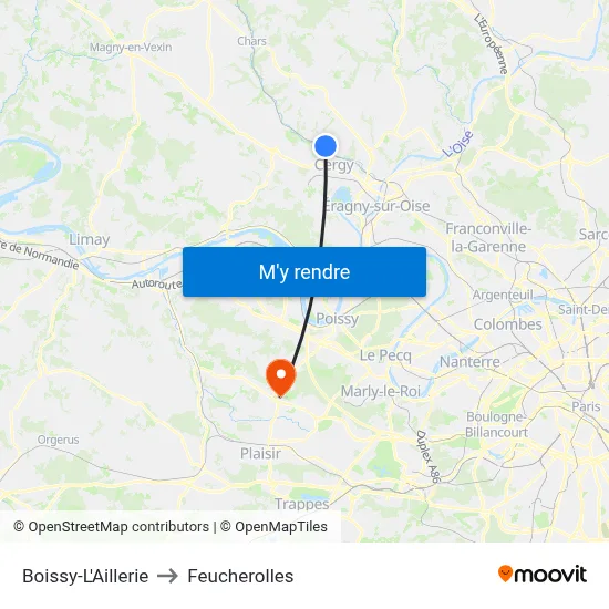Boissy-L'Aillerie to Feucherolles map