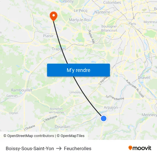 Boissy-Sous-Saint-Yon to Feucherolles map