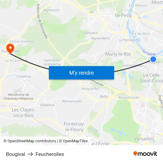 Bougival to Feucherolles map