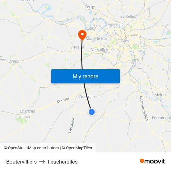 Boutervilliers to Feucherolles map
