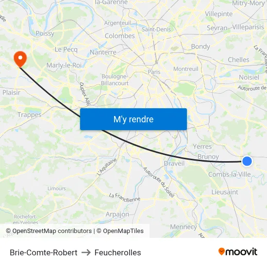 Brie-Comte-Robert to Feucherolles map