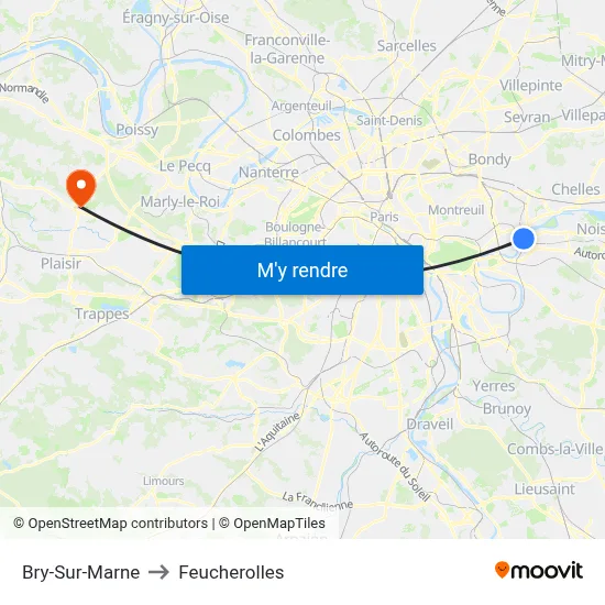 Bry-Sur-Marne to Feucherolles map